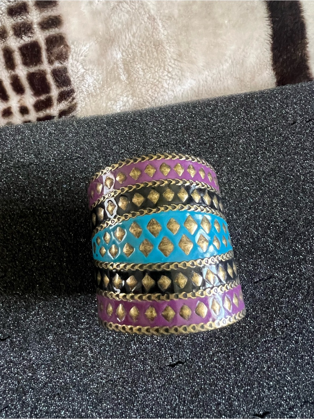 Wide Multicolored Geometric Cuff Bracelet